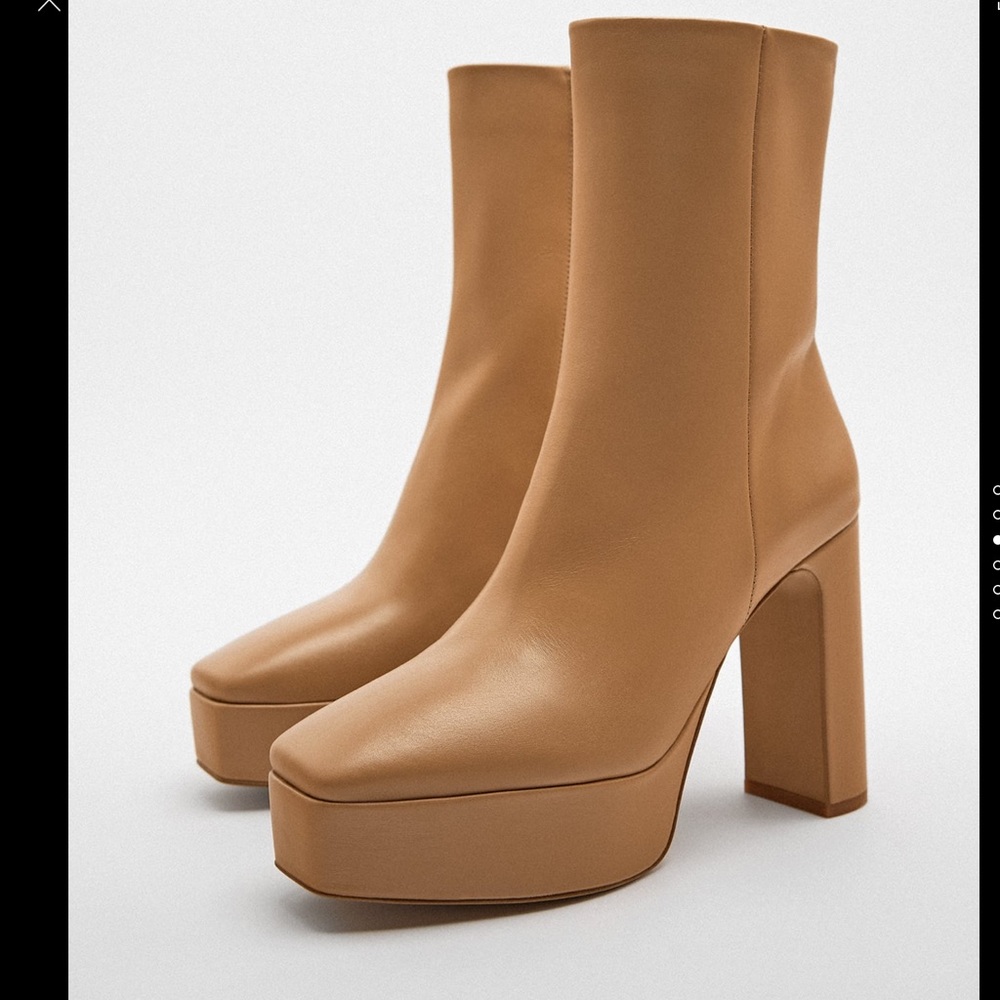 Zara platform leather ankle boots